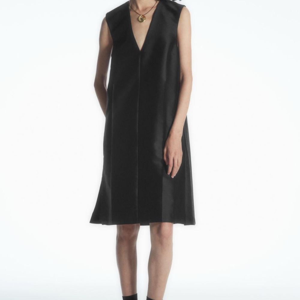 COS Black V-Neck Midi Dress